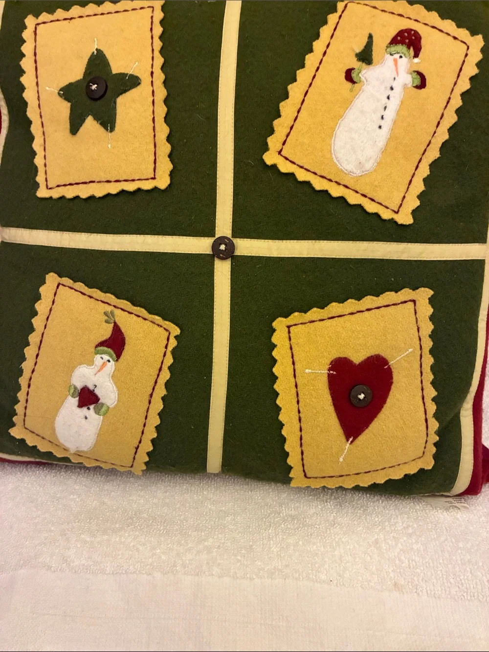 Holiday Patchwork Decorative Pillow - Green & Gold